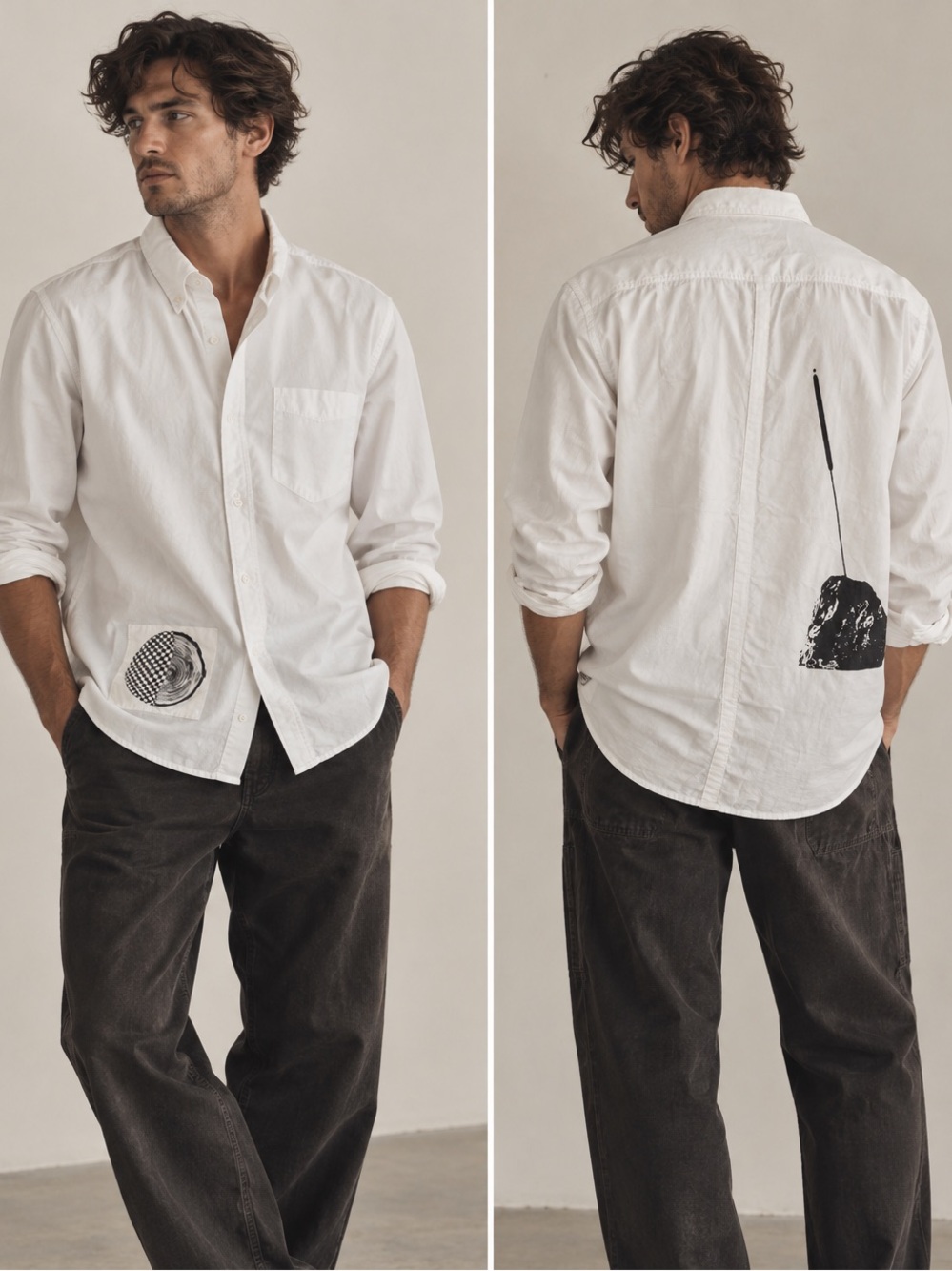 Jam Burner Oxford Los Angeles Designer Brand Sam Jayne Graphic Art to Wear Large